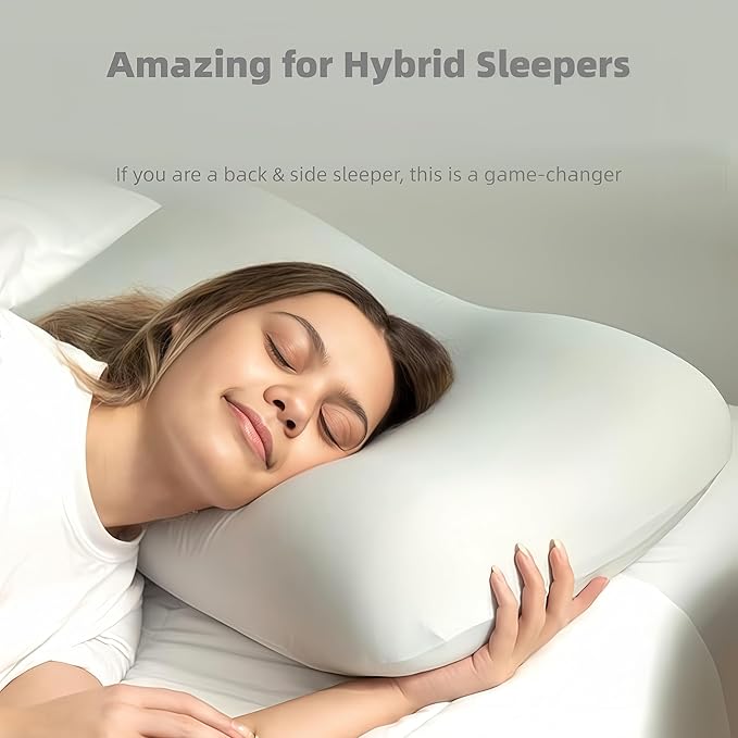 Deep Sleep Pillow, Memory Foam Pillow for Side Sleepers Ergonomic Contour Neck Support, Orthopedic Cervical Shape Gently Cradles Head & Provides Neck Support & Shoulder Pain Relief - Gray
