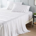 Bedsure Full Size Sheets, Cooling Sheets Full, Rayon Derived from Bamboo, Deep Pocket Up to 16", Breathable & Soft Bed Sheets, Hotel Luxury Silky Bedding Sheets & Pillowcases, White