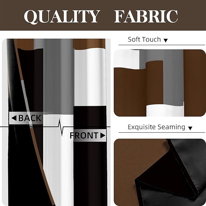 Brown 100% Blackout Curtains for Bedroom 84 inch Long 2 Panels Set Black White Gray Modern Abstract Geometric Black Out Curtains Insulated Room Darkening Window Drapes for Living Room, 52Wx84L