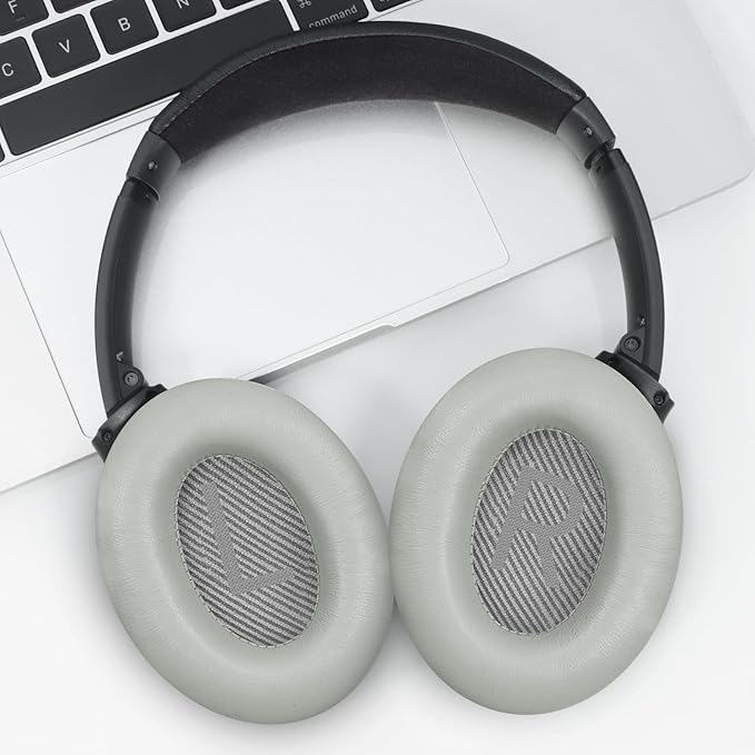 Headphones Replacement Ear Pads, Sheepskin Ear Cushions for Bose QuietComfort 35 (QC35) Improved Durability, Ear Pads Cushions with High-Density Foam, Thickness and Sound Isolation - Gray