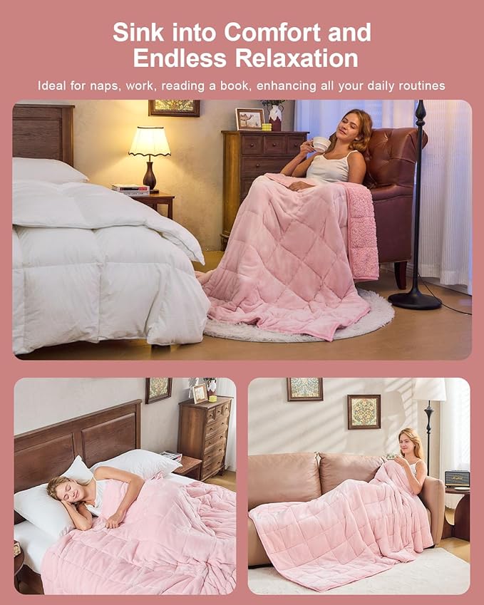 Super Fuzzy Soft Sherpa Fleece Weighted Blanket, 15 lbs Dual Sided Fluffy Heavy Weighted Blankets for Adults - No Bunching with Double Layers of Soft Inner Lining (48"x 72", 15 Pounds)