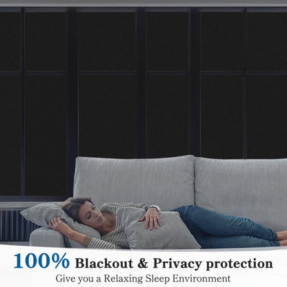 DUOFIRE Blackout Window Film Completely Light Blocking Privacy Window Film Room Darkening Frosted Tint Films for Day Sleep, Non Adhesive Static Cling Films DT-C009 (11.8x78.7Inch)