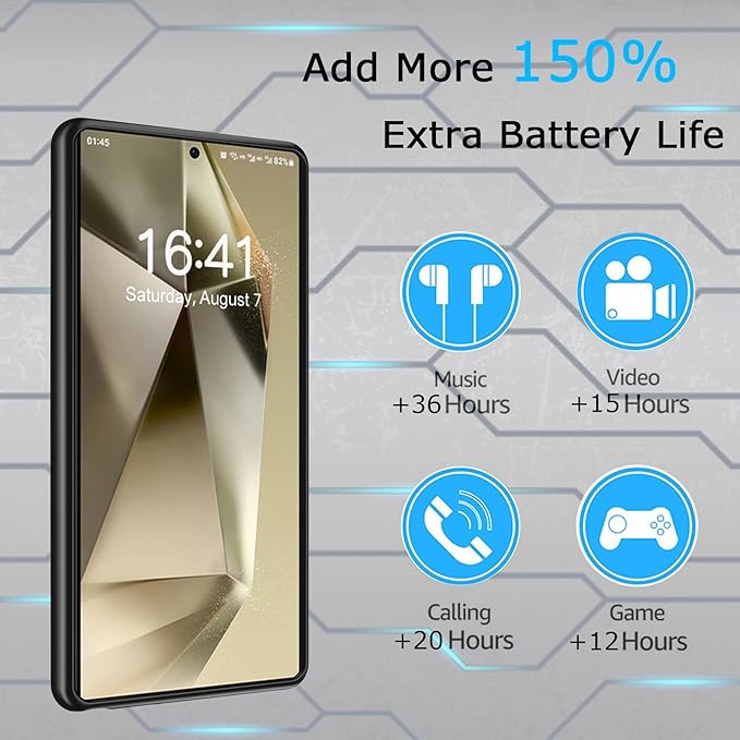 Battery Case for Galaxy S24 Ultra,Upgraded 12000mAh Rechargeable Portable Extended Battery Pack Supported Qi Wireless Charging Case Compatible with Galaxy S24 Ultra(6.8 inches) Charging Case-Black