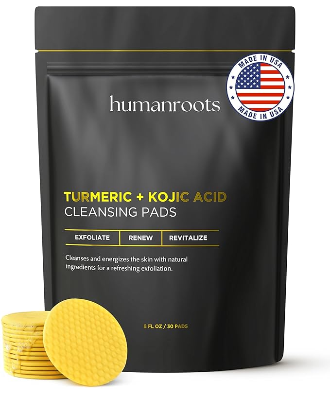 Turmeric Kojic Acid Cleansing Pads - Turmeric Face Scrub Pads with Vitamin C (30 pads), Kojic Acid and Turmeric Cleansing Pads for Exfoliation - Made With Vitamin B5