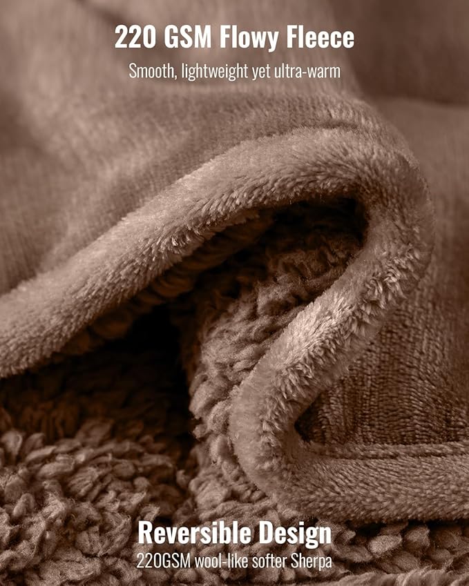 Uttermara Sherpa Fleece Weighted Blanket 12 lbs for Adults, Unicolor Ultra-Soft Fleece and Sherpa, Dual Sided Cozy Plush Blanket for Sofa Bed, 48 x 72 inches, Brown