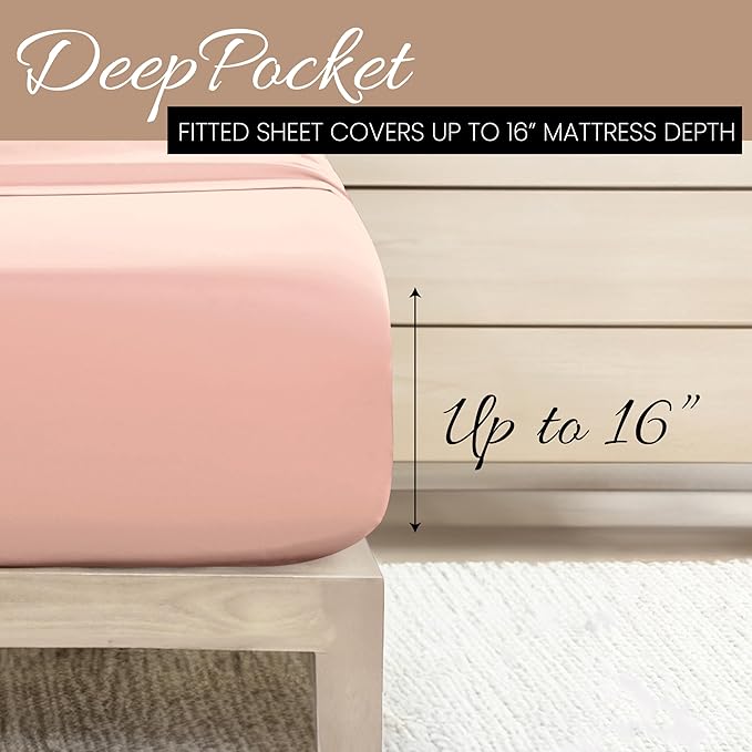 Linen Market Bed Sheets for California King Size Bed (Blush) - Sleep Better Than Ever with These Soft and Cooling California King Sheets - Deep Pocket Fits 16" Thick Beds - 4 Piece Cal King Sheet Set