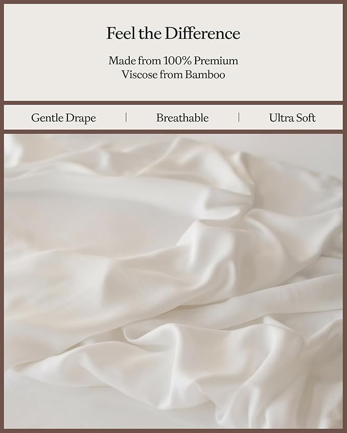 Cozy Earth Luxury Bed Sheet Set - 100% Viscose from Bamboo Fabric, Ultra-Soft & Breathable, Fits Regular & Deep Pocket Mattresses up to 20" - 4 Pieces King Sheet Set White