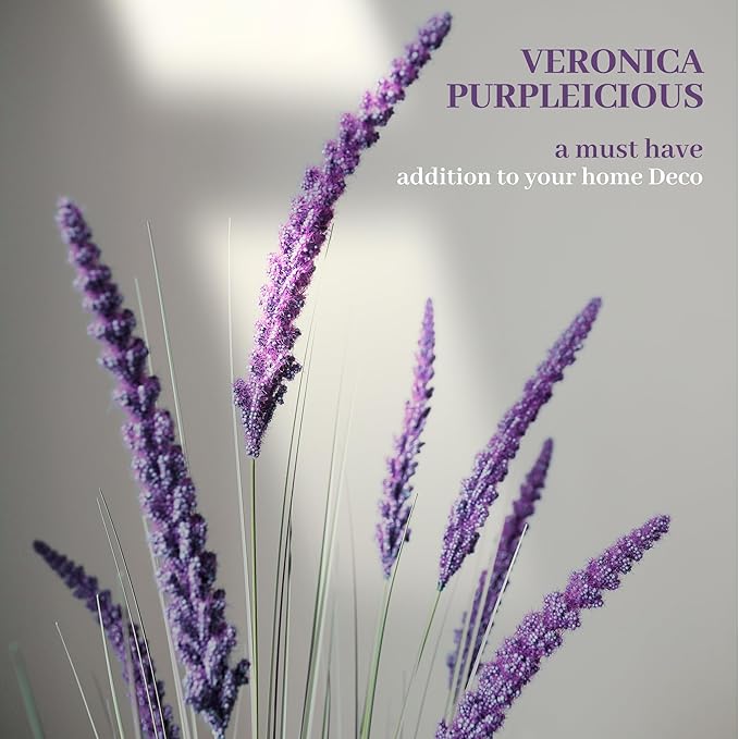 KOL 5ft 2-Pack Artificial Veronica Spiked Speedwell Grass, 59in Faux Tall Horsetail Grasses, Veronica Spicata, UV-Resistant Fake Plants for Indoor/Outdoor Décor, Home Office Wedding Centerpiece