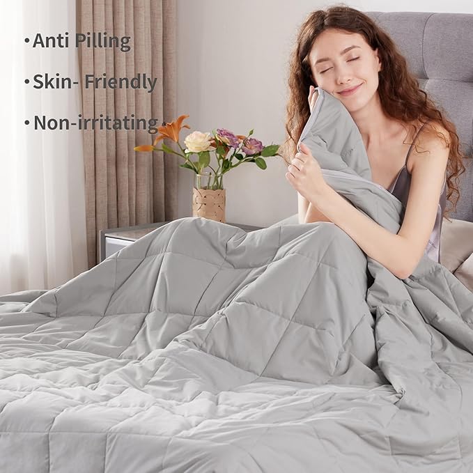 Weighted Blanket Queen/King Size (80"x87" 25lbs),Ultra Soft and Cozy Cooling Weighted Blanket for Adult,Heavy Blanket with Machine Washable Soft Blanket, Stone Grey