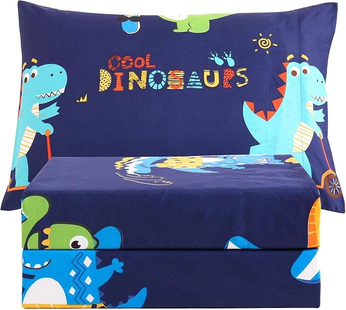 JSD Sports Dinosaur Kids Sheet Set Twin Size, 3 Piece Blue Printed Microfiber Sheets Deep Pocket