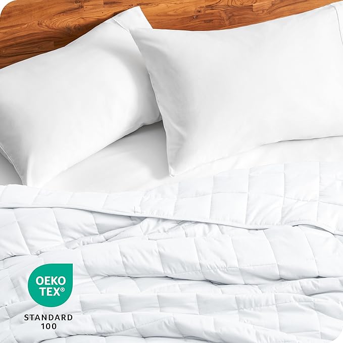 Bare Home Weighted Blanket Full or Queen Size 12lb (48" x 72") for Adults - All-Natural 100% Cotton - Premium Heavy Blanket Nontoxic Glass Beads (White, 48"x72")
