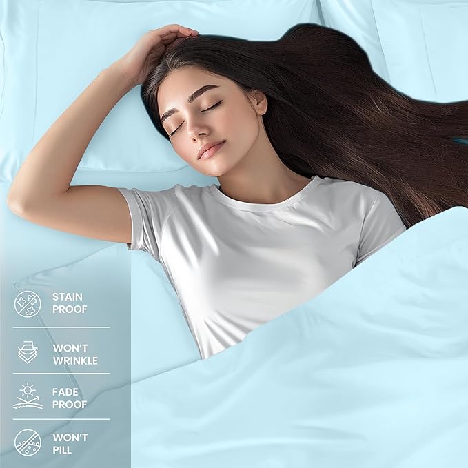Utopia Bedding Full Sheet Set – 4 Piece Bed Sheets for Full Size Bed, Soft and Breathable Microfiber, Includes 1 Fitted Sheet, 1 Flat Sheet and 2 Pillowcases (Ice Blue)