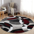 Rugshop Contemporary Abstract Circles Perfect for high Traffic Areas of Your Living Room,Bedroom,Dining Nook,Kitchen Round Rug 6' 6" (6' 6" Diameter) Red