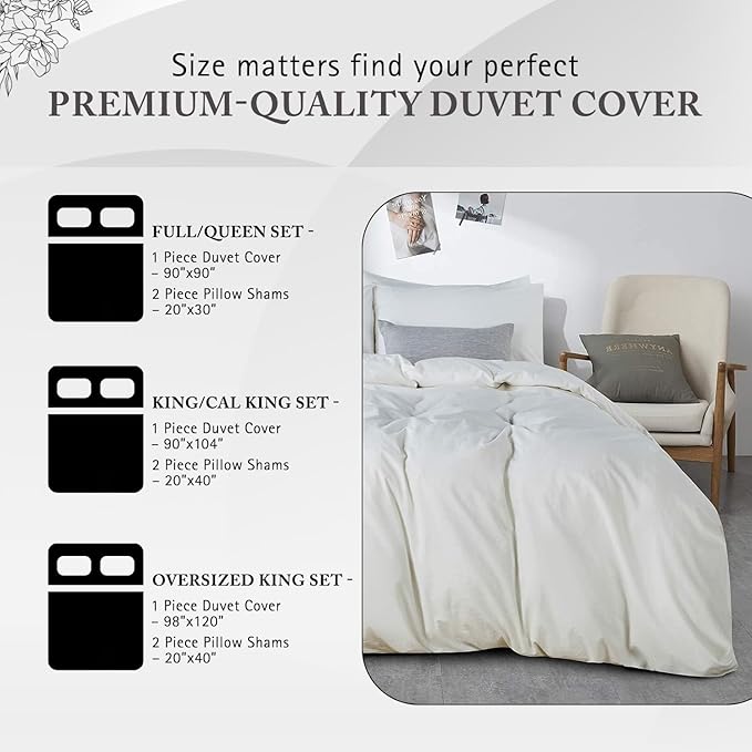 Full/Queen Duvet Cover 1000 Thread Count 100% Egyptian Cotton Luxury Hotel Quality Quilt Cover & Pillow Sham - 5 Piece All Season Duvet Cover Set with Zipper Closure, 6 Corner Ties