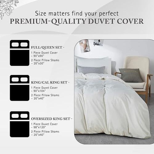 1000 Thread Count Oversized King Duvet Cover 100% Egyptian Cotton True Luxury Hotel Quality Quilt Cover - Ultra Soft Breathable 1 Piece Comforter Cover with Zipper Closure (Dark Grey)