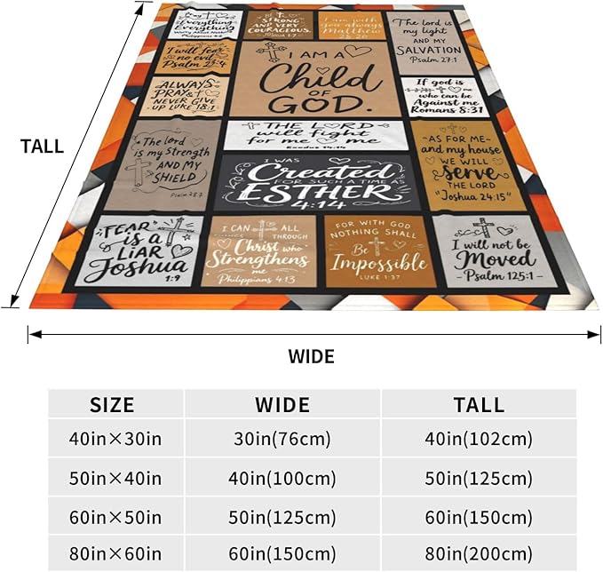 Christian Gift for Women, Bible Inspirational Throw Blanket for Couch, Soft Flannel Blanket, 60"x 80" Prayers Blankets for Bedroom Sofa Living Christmas Halloween Decoration