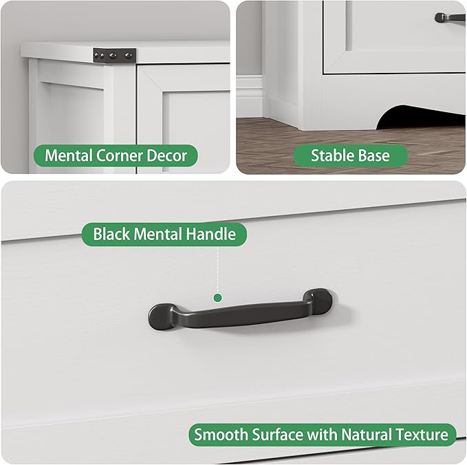 Dresser for Bedroom with 8 Drawers, 48" Wide Wood Chest of Drawers with Deep Drawers & Mental Handle, Modern Dresser TV Stand, Wooden Closet Storage Organizer for Living Room, Hallway, Entryway, White