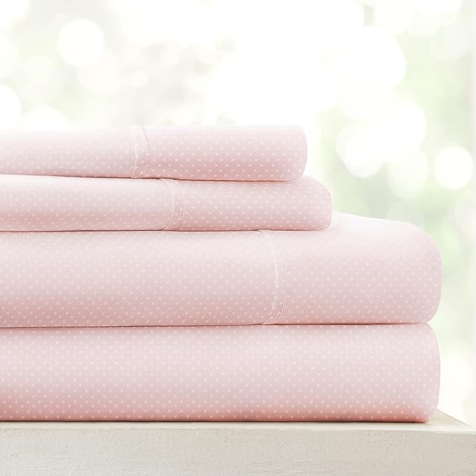 Linen Market 4 Piece California King Bedding Sheet Set (Pink Hearts) - Sleep Better Than Ever with These Ultra-Soft Cooling Bed Sheets for Your California King Size Bed - Deep Pocket Fits 16" Mattress