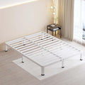MAF 10 Inch Queen Size Bed Frame White with Round Corner Legs Mattress Slide Stopper No Box Spring Needed Heavy Duty Metal Platform Bed Frames Under-Bed Storage Space, 3000 LBS Steel Slats Support