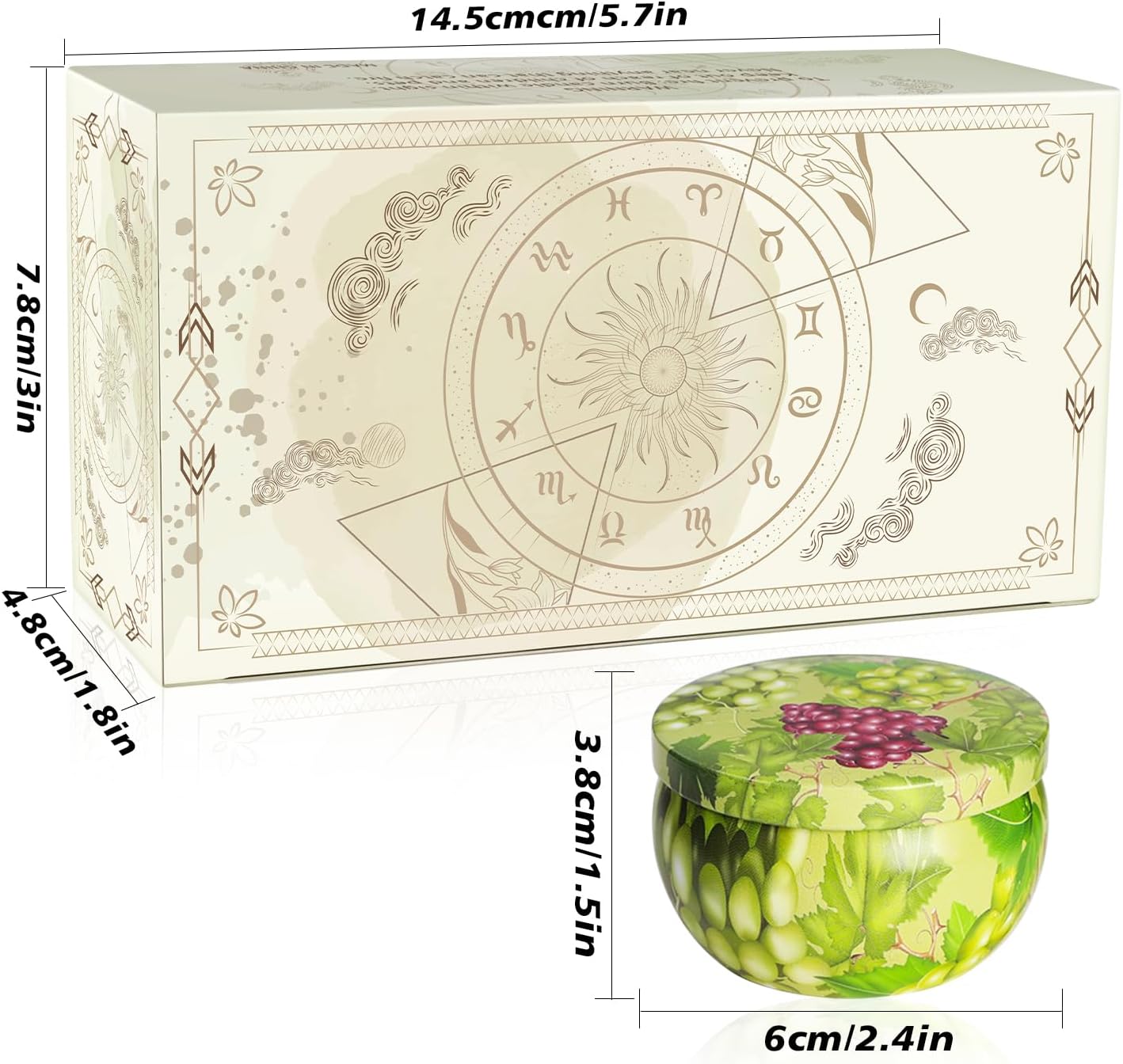 Set of 2 | 2.5-Ounce Scented Jar Candles - Fruit Style - Perfect for Home, Spa, Yoga Studio - Vibrant Colorful Iron Can Jars Candles(Grapes & Guava Fragrance)