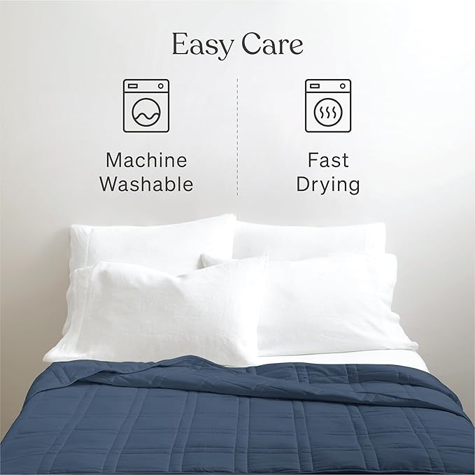 Baloo Weighted Blanket for Adults 20 lb (Navy Blue, 60"x80") | Cool & 100% Cotton | Machine Washable & Dryer Safe | Glass Microbead Fill
