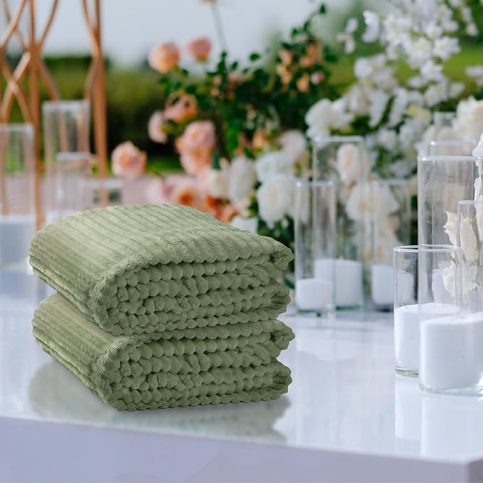 Buryeah 6 Pcs Flannel Throw Blanket Bulk 50 x 60 in Sleepover Blanket Outdoor Wedding Throw Lightweight, Oeko-tex Standard 100 Certified for Sofa Homeless Gifts (Sage Green)