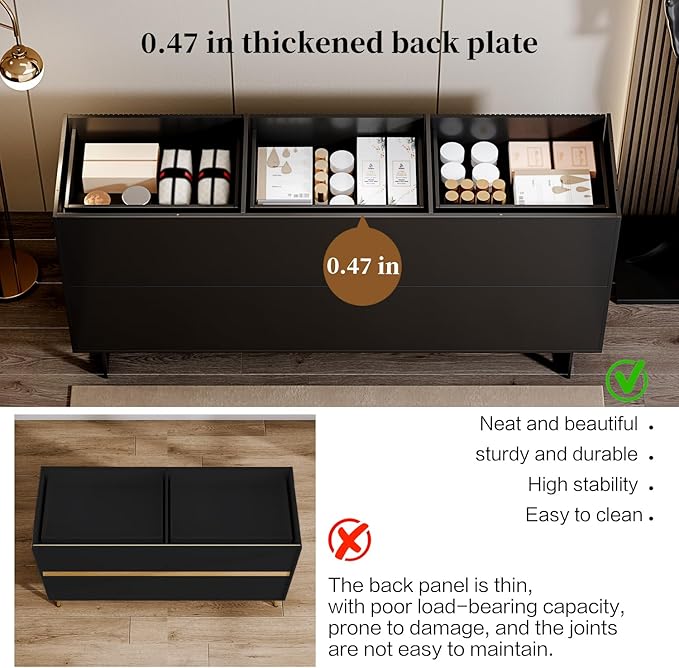 Modern Chest of Drawers with 9 Drawers,Deep Drawers,Clothes Organizer,Large Storage Cabinet for Living Room, Bedroom,Hallway,with Anti-Tipping Device,Dark