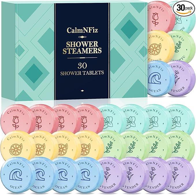 30 Pack Shower Steamers for Women Present Set, Shower Bath Bombs with 6 Scents, Self-Care Items for Wife As Valentine's Day and Mothers Day Present Idea, Birthday Present Stocking Suffers