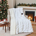 Electric Blanket Dual Control, Heated Blanket Flannel with 6 Heat Levels, 10 Time Settings, Soft Thicken Heating Blanket with ETL Certification (White, 90"X100")