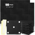 100 Pack Acoustic Panels 1 X 12 X 12 Inches - Acoustic Foam Studio Foam Wedges High Density Panels Soundproof Wedges Charcoal …