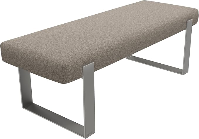 VANT Upholstered Bed Bench - Faux Merino Wool Brown - Brushed Nickel - Contemporary Modern, Bedroom Bench Seat, Hallway, or Entryway