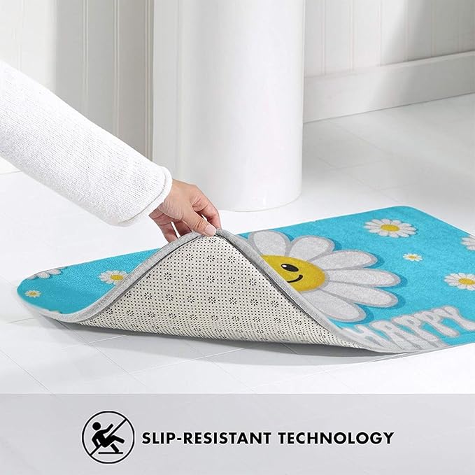 Cute be Happy Daisy Front Welcome Doormat, Anti Slip Floor Mat Dirty Resistant Floor Mat