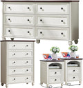 Farmhouse Dressers & Night Stand Set of 4, Wood 54" Wide Dresser & 45" Tall Chest of Drawers, 18" with Charging Station Nightstand Set of 2, Bedroom Furniture Dresser Set for Home Living Room Hallway