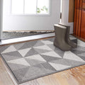 Indoor Doormat 32"x 48", Absorbent Front Back Door Mat, Rubber Backing Non Slip Floor Mats Inside Mud Dirt Trapper Outside Entrance Front Door Rug Carpet, Machine Washable Low Profile - Grey Geome