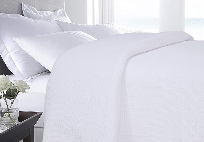 DOLLCENT 100% Cotton Twin Size Blanket for Bed, Premium Soft Combed Lightweight Blankets, Washed Breathable Cozy Bed Throw Blanket, White Twin Cotton Blankets for All Season: White (66"x90")