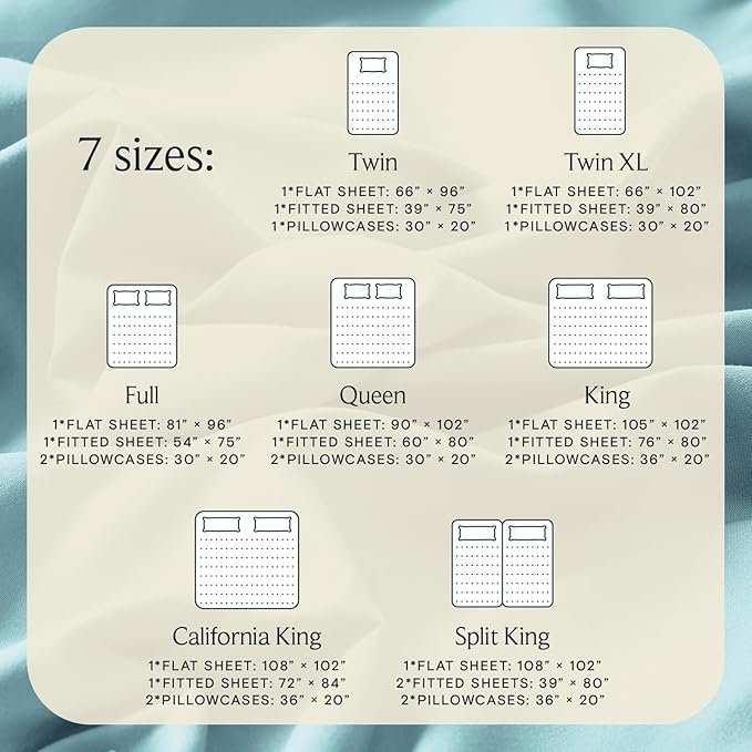 LuxClub 3 PC Twin XL Sheet Set, Deep Pockets Wrinkle Free Cooling Bed Sheets Hotel Bedding for Women, Men, Kids & Teens, Includes 1 Fitted Sheet, 1 Flat Sheet and 1 Pillowcase-Silky Soft Aqua