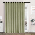 Macochico 100% Blackout Chenille Curtains for Sliding Door Thermal Insulated Noise Reducing Drapery for Living Room Bedroom Hotel, Grommet Curtains with Tieback, Green Tint, 120" Wx96 L 1 Panel