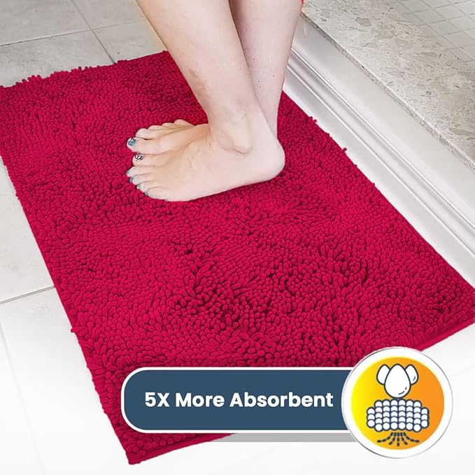 Muddy Mat® | Super Absorbent Door Mat Indoor, Microfiber Quick Dry Chenille Entryway Rug, Non-Slip Front Door Mat, Indoor Mats for Entryway, Machine Washable Pet Rug, Maroon 48"x60"