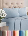 Twin XL 4 Piece Sheet Set - Cooling & Breathable - Hotel Luxury Bedding, Includes Fitted Sheet for Women, Men, Kids & Teens - 1 Flat, 1 Fitted Sheet, 2 Pillowcases w/Deep Pockets - Heathered Blue