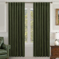 LAMIT Olive Green Velvet Curtains 80 Inch for Living Room, Thick Blackout Thermal Insulated Panels Room Darkening Country Decor Back Tab and Rod Pocket Drapes for Bedroom, 2 Panels, 52 x 80 Inch