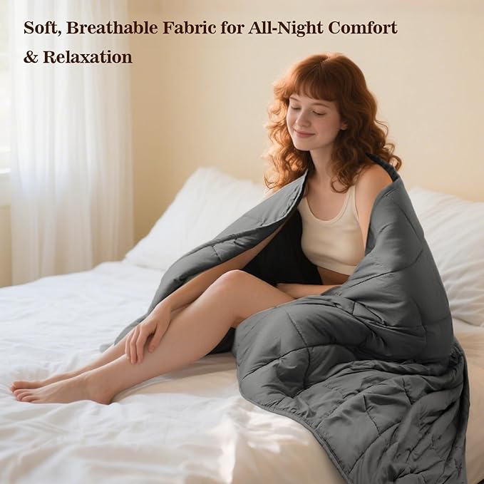Weighted Blanket for Adults (25 lbs, 78" × 85", Grey) King Size Heavy Blanket for 240-260lbs, Breathable Weighted Throw Blanket with Glass Beads for All Season, Washable