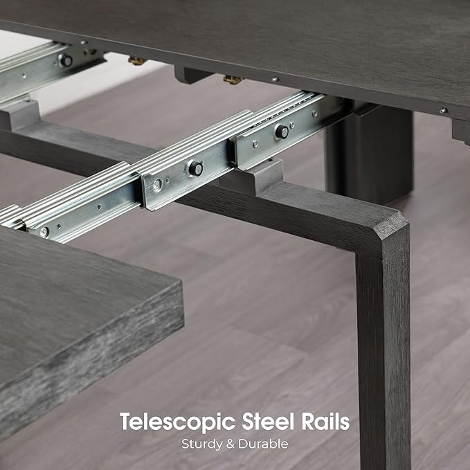 Transformer Table - Solid Wood Extendable Dining Table, Seats 2-12, Extendable Dining Room Table, Space-Saving Furniture, Expandable Dining Furniture (Dark Grey, Table + 2 Benches)