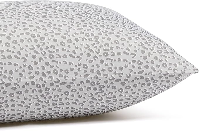 Amazon Basics Lightweight Super Soft Easy Care Microfiber 4 Piece Bed Sheet Set With 14-inch Deep Pockets - Queen, Gray Cheetah,Printed