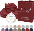 Bella Coterie 7 Piece Luxury Bamboo Viscose Split King Size Sheet Set | 2 Fitted Sheets for Adjustable Beds | 100% Organically Grown | Cooling for Hot Sleepers | 4 Pillowcases [Merlot]