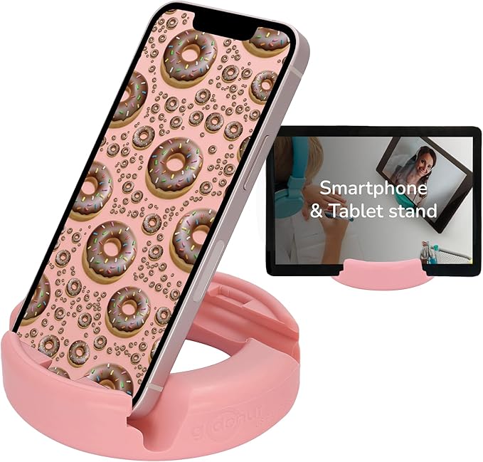 GoDonut – Phone Stand Original – Cell Phone Holder + Tablet Stand Desk Organizer – Compatible with Tablet, iPhone 16 15 14 Pro Max, Android & Most Smartphones - Pink
