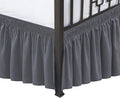 Biscaynebay Wrap Around Bed Skirts with Split Corners for King Beds 17" Drop, Dark Grey Elastic Dust Ruffles Adjustable Easy Fit Wrinkle & Fade Resistant Silky Luxurious Fabric Machine Washable