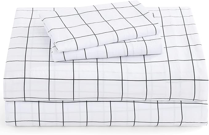 Casa Platino Bed Sheets California King Size, Pre-Washed Ultra Soft & Breathable California King Bed Sheets Set, 100% Hydro-Brushed Microfiber Cooling California King Sheets Deep Pocket - Windowpane