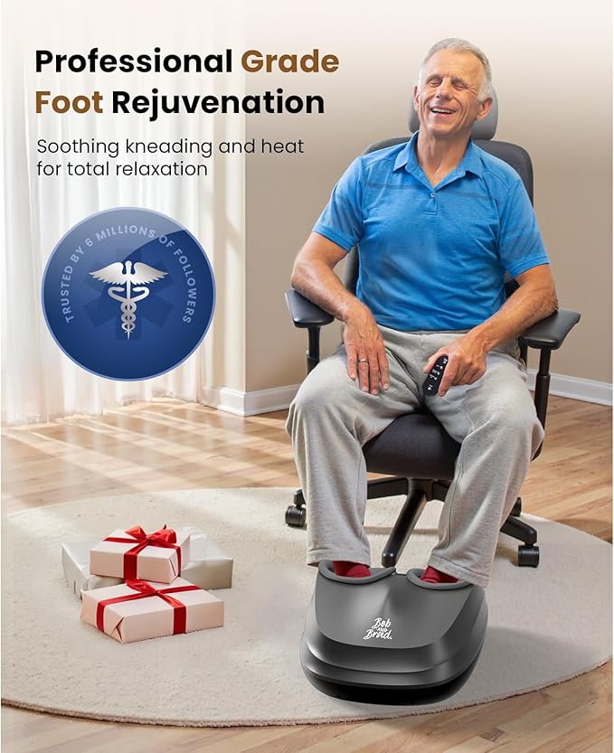 BOB AND BRAD Foot Massager with Heat and Remote, Shiatsu Deep Kneading Electric Feet Massager Machine for Plantar Fasciitis, Men Size 12