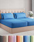 Split King 7 Piece Sheet Set - Cooling & Breathable - Hotel Luxury Bedding, Includes Fitted Sheets for Women, Men, Kids & Teens - 1 Flat, 2 Fitted Sheets, 4 Pillowcases w/Deep Pockets - Royal Blue