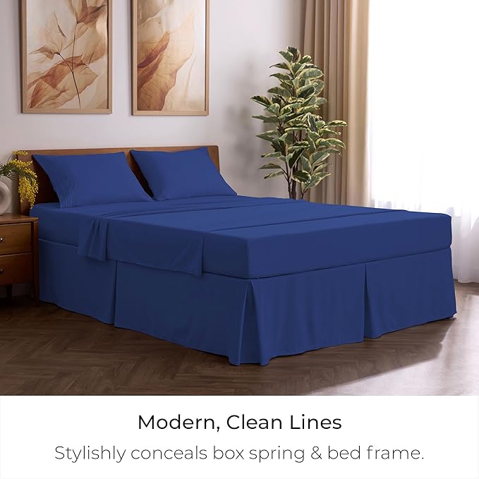 Mellanni Bed Skirt Twin XL Size - Bed Skirting - 15-Inch Tailored Drop Pleated Dust Ruffle - Hotel Luxury Bedding - Wrinkle, Fade, Stain Resistant - 1 Bedskirt (Twin XL, Royal Blue)